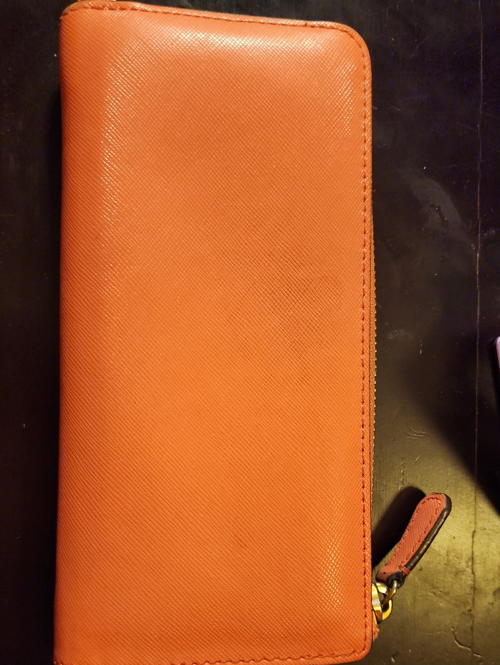 Coach Coral Or Salmon Color Saffiano Leather Zip Around Wallet - Picture 8 of 15